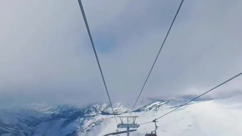 Great view of the snow in the cable car