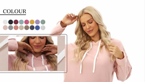 SHEWIN Hoodies for Women Casual Long Sleeve Split Hem Pullover Hooded Sweatshirt Drawstring
