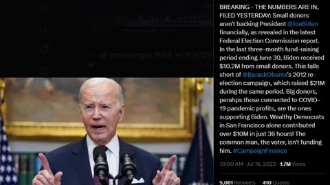 Breaking News: Small Donors or Common Man Not Supporting Joe Biden