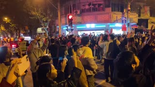 The Chinese People protesting and chanting ' We Want Freedom!'
