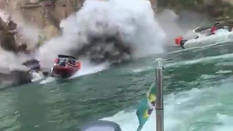 Graphic Video Captured As Massive Rock Slab Crashes Into Boaters - 6 Dead, 19 Missing