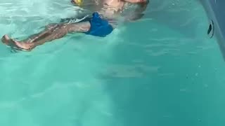 Man in Pool Tries to Save His Drink