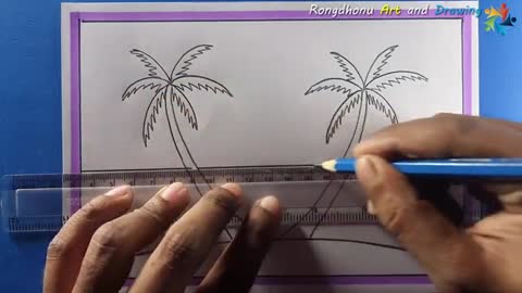 🔴Easy drawing scenery for beginners🔴