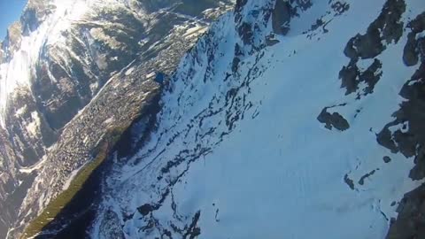 Insane winter wingsuit BASE jump in France