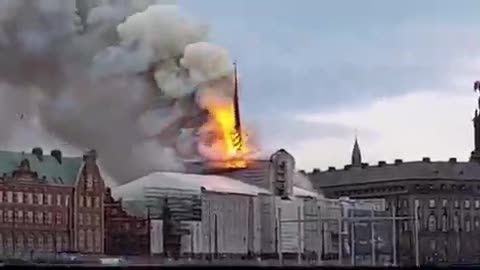 Denmark's historic 17th-century Børsen Stock Exchange building in Copenhagen is on fire.