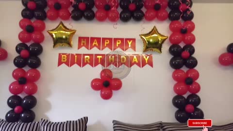 Birthday Surprise Room Decoration on Wife's Birthday At Home, Simple Balloon Decoration at Home