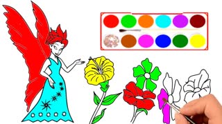 Drawing and Coloring for Kids - How to Draw Fairy Barbie