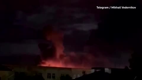Russian official releases video of fire, smoke in Pskov