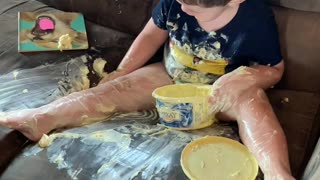 Toddler Makes A Buttery Mess