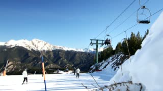 People skiing on the mountain