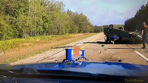 MSP dash cam video captures teen driver swerving, rolling car on I-75