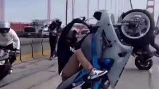 The Golden Gate Bridge in San Francisco was taken over by motorcyclists