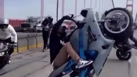 The Golden Gate Bridge in San Francisco was taken over by motorcyclists