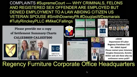 Regency Furniture Inc - Regency Furniture LLC Corporate Office Headquarters - Victim Employee Settlement Never Paid - Maryland - EEOC - DOL - DLLR - Better Business Bureau - President Marcos - President Duterte - President Trump - President Biden - Fox5DC