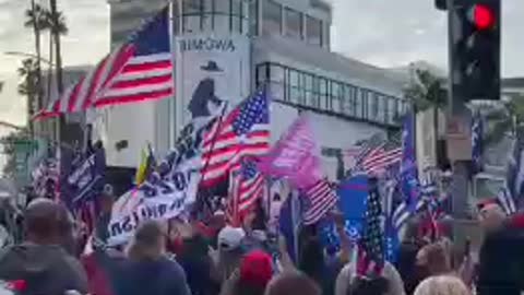 Trump supporters in the streets of Beverly Hills chanting USA USA!!