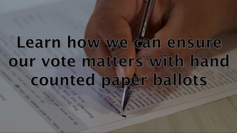 FORUM - NOV. 4 - LEARN HOW WE SAVE OUR ELECTIONS WITH PAPER BALLOTS