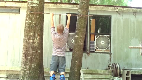 Inverted Hanging Ab Sit Ups Using Teeter EZ-Up Gravity Boots On Improvised Pull Up Bar