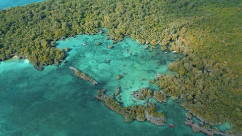 An aerial footage of an island