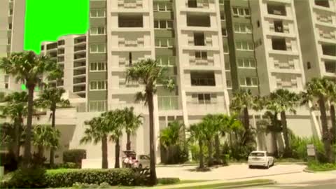 Green Screen New Apartments on Coastal Cityscape and Bay