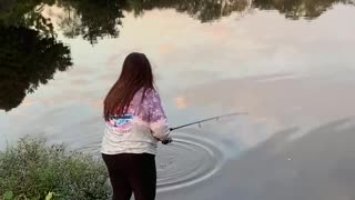 Bass fishing with plastic worm