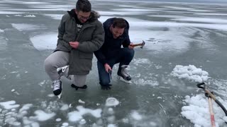 Setting fire to methane bubbles frozen under ice