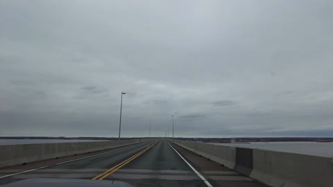 Driving over Confederation Bridge NB PEI Canada 05 02 2022