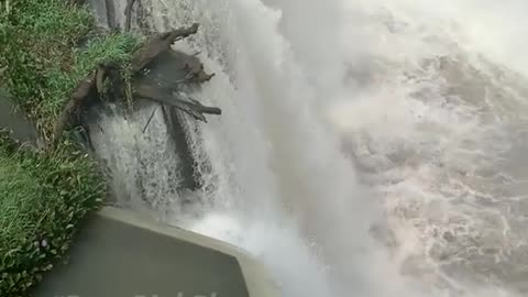 Dam flows in flood season
