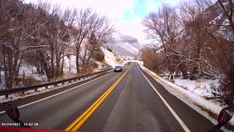 Driving a semi truck from Logan, Utah, to Diamondville, Wyoming, including winter scenery (1/7)