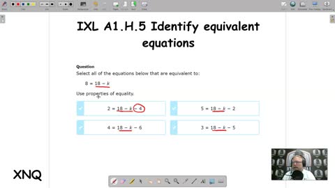 Identify equivalent equations - IXL A1.H.5 (XNQ)