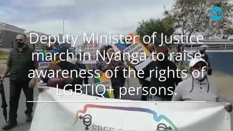 Deputy Minister of Justice march in Nyanga to raise awareness of the rights of LGBTIQ+ persons.