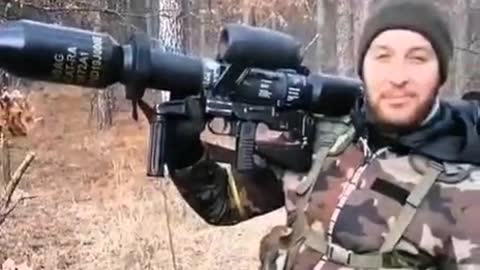 German Panzerfaust-3 anti-tank weapon in the hands of Ukrainian soldiers.