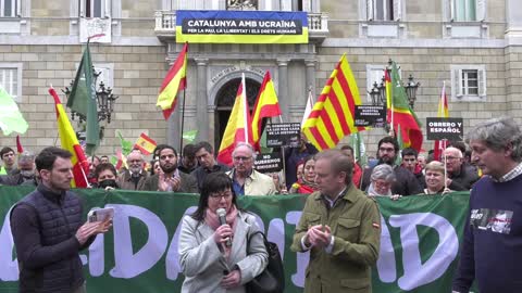 Protesta sindicato Solidaridad y VOX en Barcelona por subida de la electricidad, gas y combustible