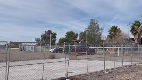 Setting up for President Trump's Rally in Florence, Arizona