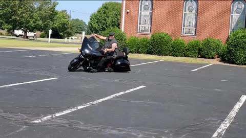 Slow speed motorcycle skills with a special guest