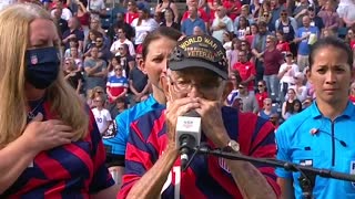 Two U.S. Women’s Soccer Team Members Turn Away From Flag as WWII Vet Plays National Anthem