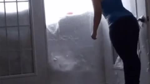 Cat run through a snow wall