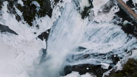 Winter waterfall ice nature water