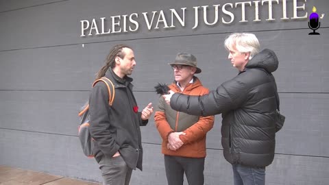 Spoed Appèl Avondklok - buiten voor het gerechtsgebouw met Willem Engel, Jeroen Pols en Pedro Kuit