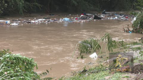 Massive Debris piles floating KY Historic Flooding