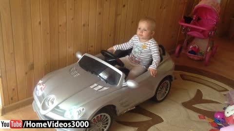 Baby girl dances to Mercedes toy car music