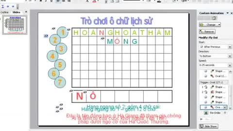 [Video hướng dẫn]Hướng dẫn tạo trò chơi ô chữ bằng Powerpoint