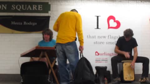 musicians playing music in the NYC subway