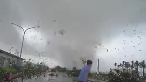 Tornado swept skyward a car