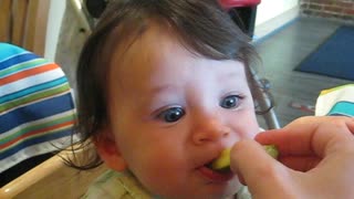 Baby Girl Makes Hilarious Face Trying Sour Pickle For The First Time