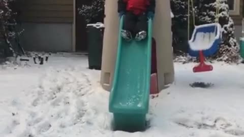 Collab copyright protection - boy red jacket green slide faceplant
