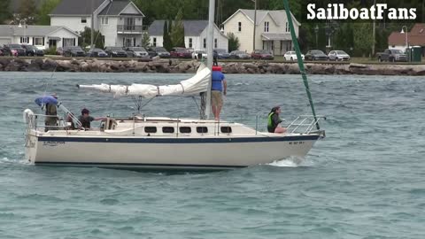 WHY KNOT Sailboat Light Cruise Under Bluewater Bridges In Sarnia