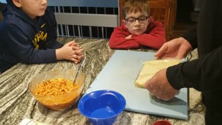 Grandsons Making Pizza Egg Rolls