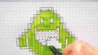 how to Draw Slimer - Hello Pixel Art by Garbi KW #shorts