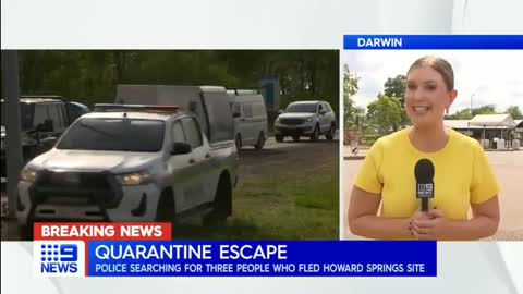 Three men have climbed the barbed wire fence to escape the voluntary quarantine camp.