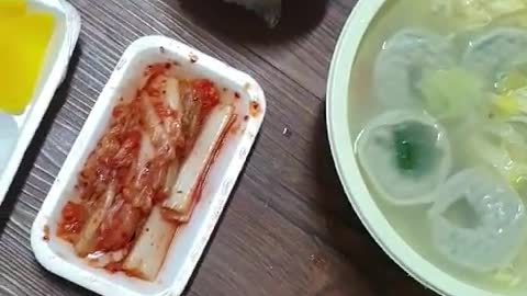 The first Korean food delivered in Chinese restaurant, fried rice cake dumpling soup